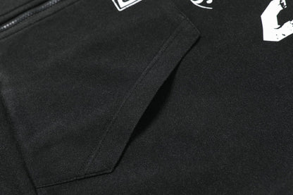 Washed Print Zipper Hoodie WN12737