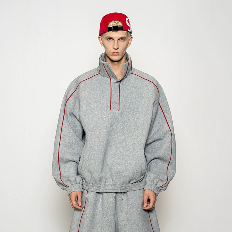 Deconstructed Colorblock Sweatshirt & Wide Leg Pants Setup WN20873