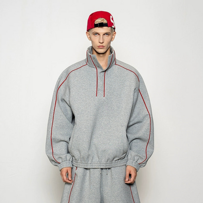 Deconstructed Colorblock Sweatshirt & Wide Leg Pants Setup WN20873