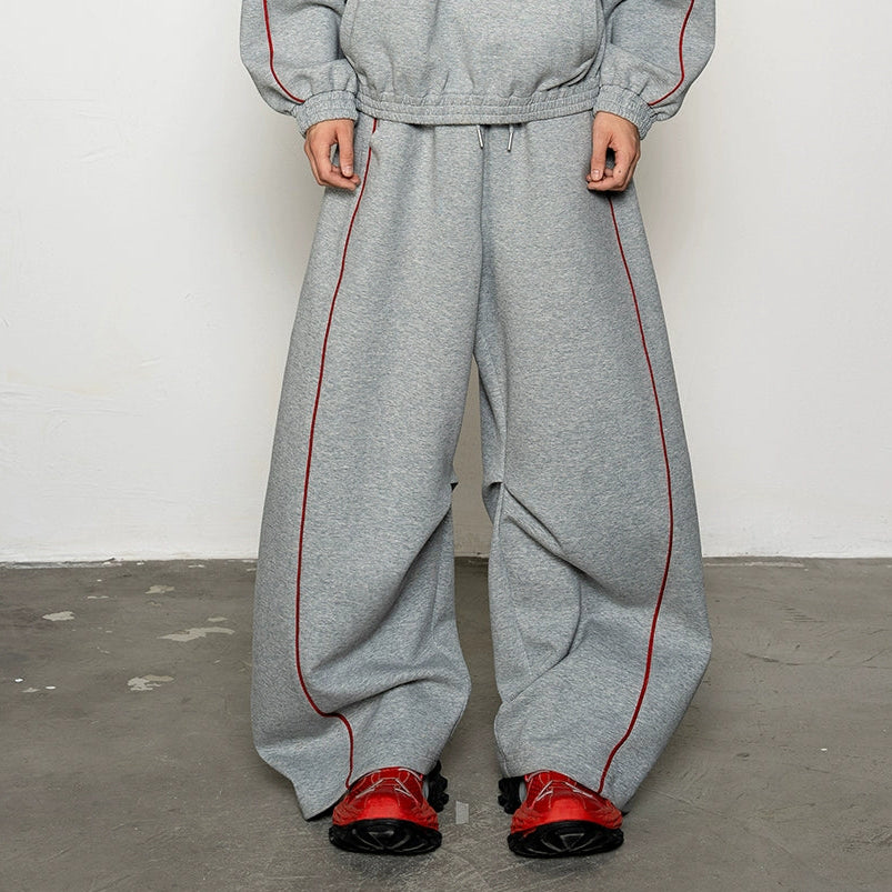 Deconstructed Colorblock Sweatshirt & Wide Leg Pants Setup WN20873