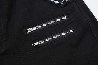 Fake Fur Trim Multi-Pocket Wide Leg Cargo Pants WN23087