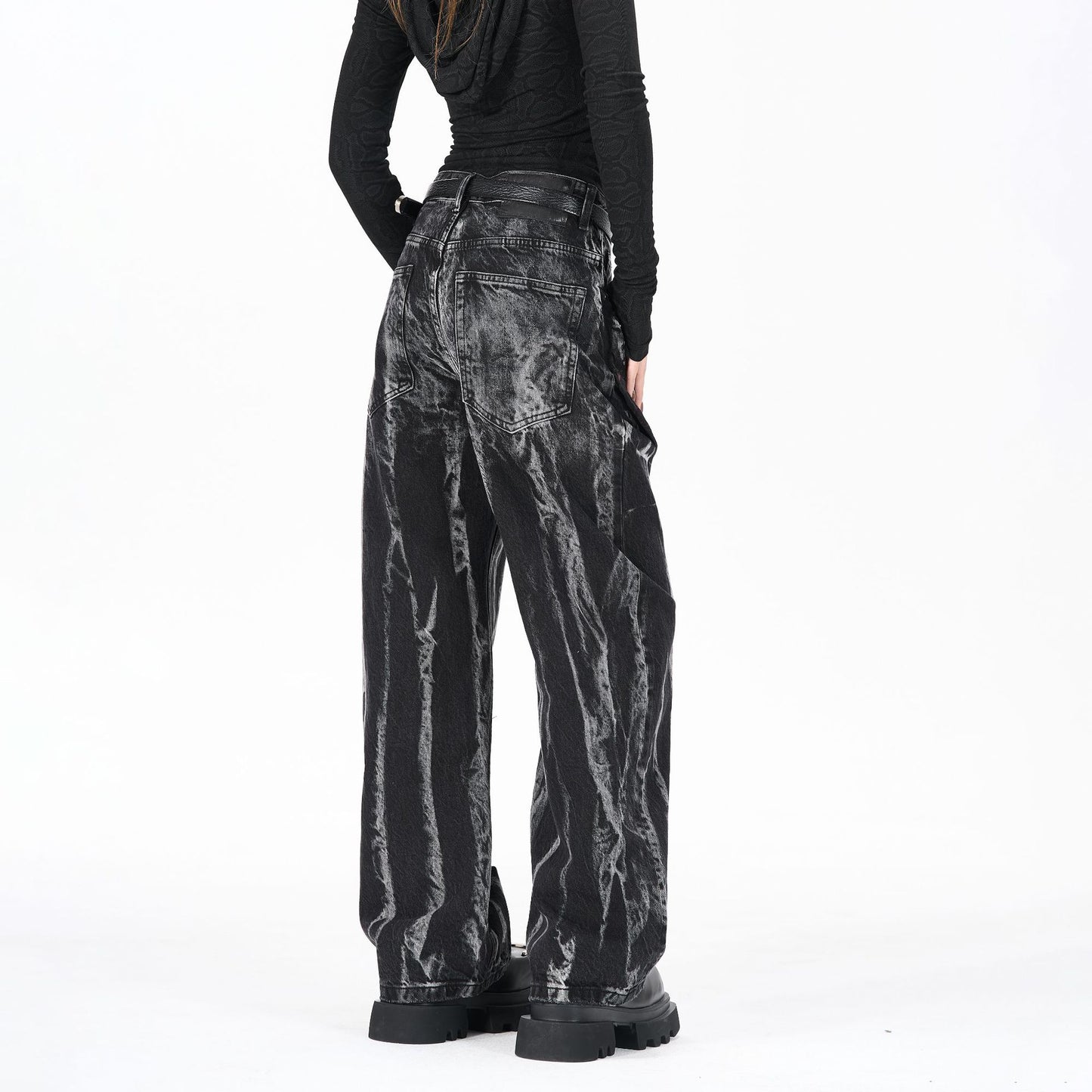 Multi-Print Wide Leg Denim Jeans WN23093