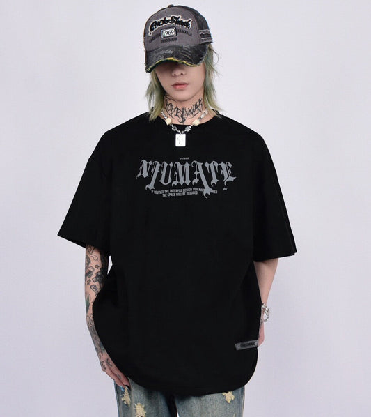 Letter Print Oversize Short Sleeve T-Shirt WN24476