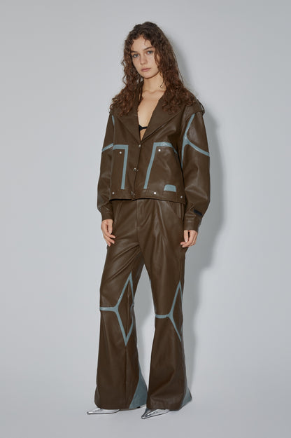 PU Leather Jacket & Bicolor PU Leather Pants Setup WN18965