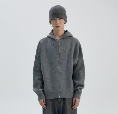 Oversize Zipper Knit Hoodie WN8794