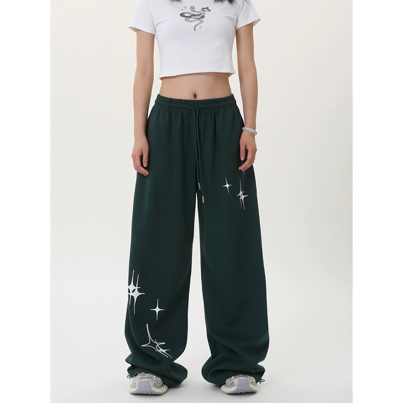 Graphic Print Wide Leg Sweatpants WN17194