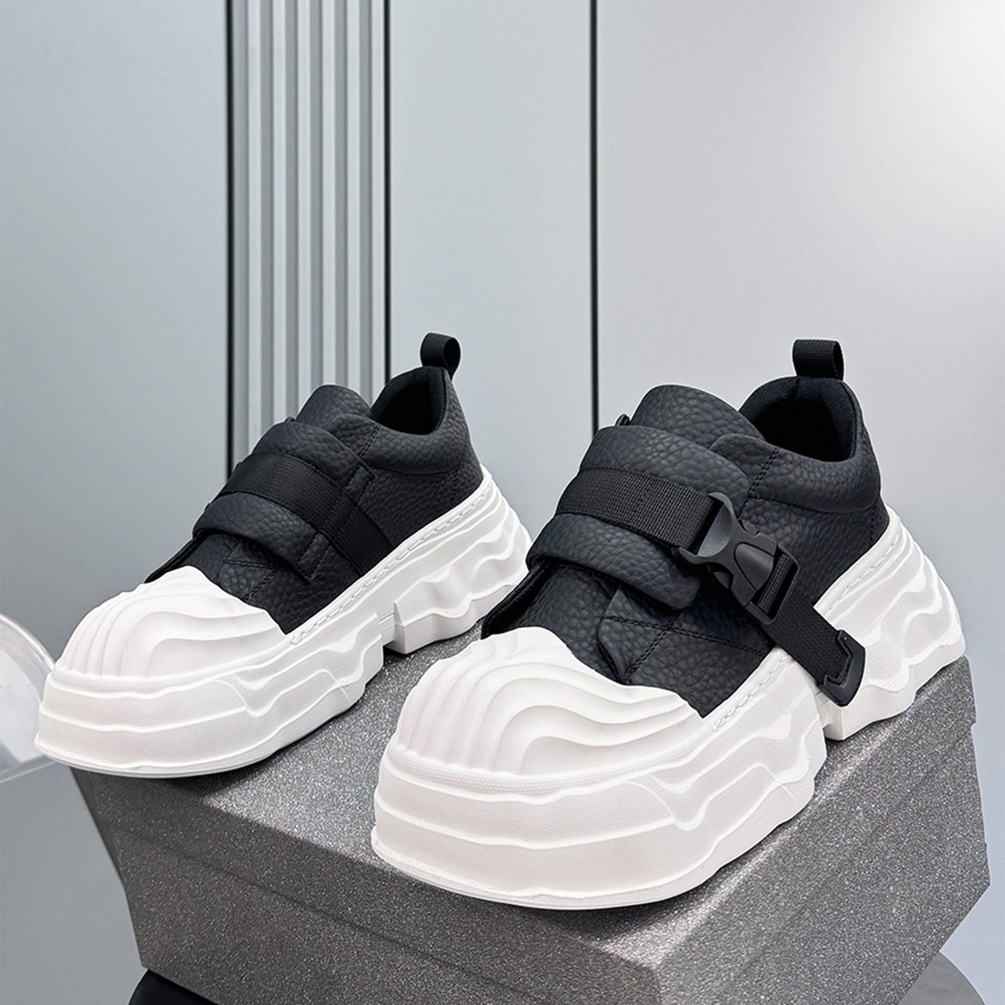 Strap Buckle Platform Chunky Sole Sneakers WN24640