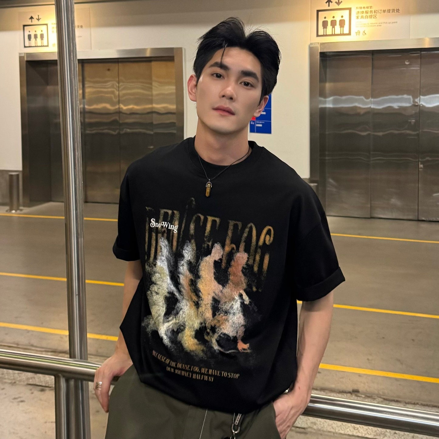 Character Print Oversize Short Sleeve T-Shirt WN25228