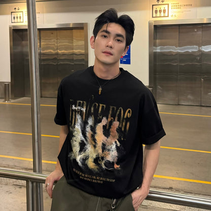 Character Print Oversize Short Sleeve T-Shirt WN25228