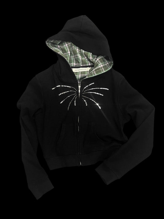Fireworks Print Zipper Hoodie WN18854