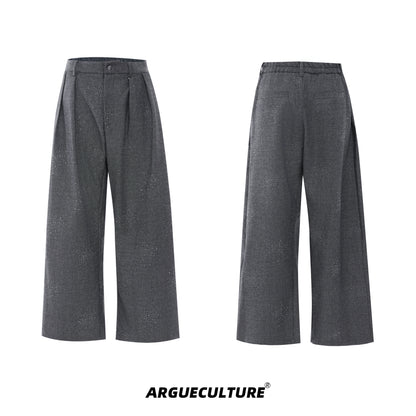 Rhinestone Decor Zipper Jacket & Wide Leg Pants Setup WN21228