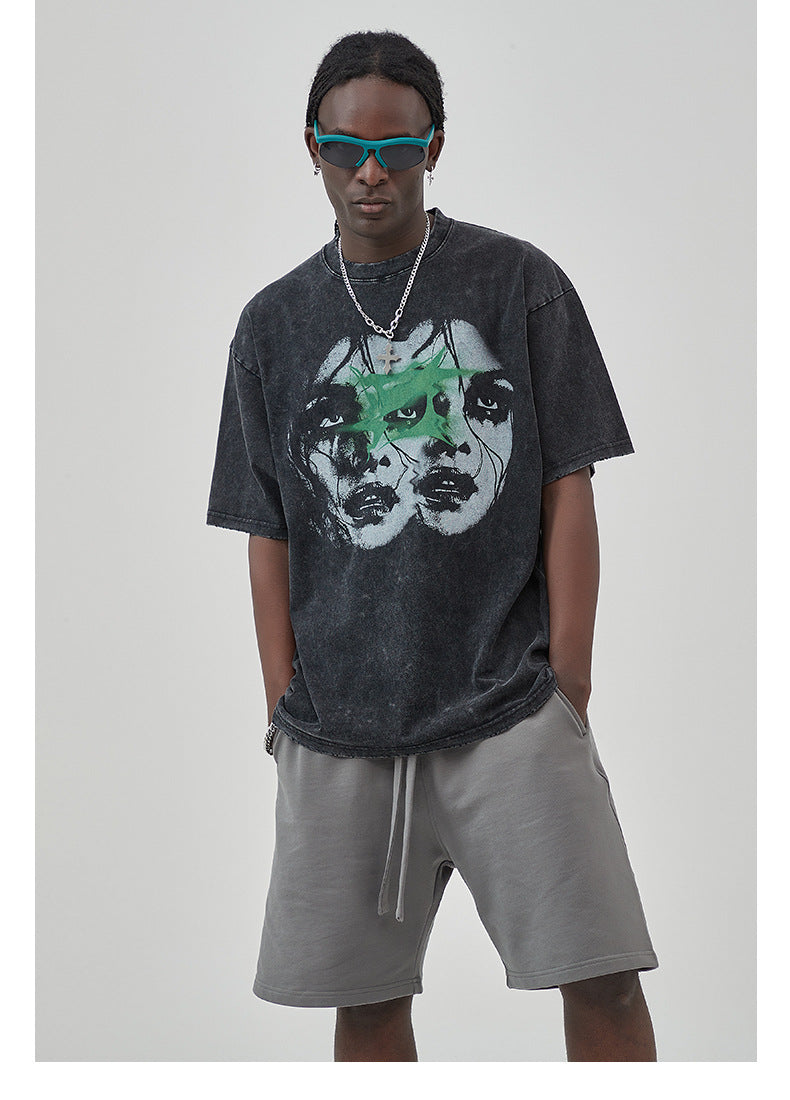 Round Neck Print Short Sleeve T-shirt WN7766