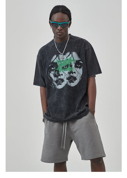 Round Neck Print Short Sleeve T-shirt WN7766