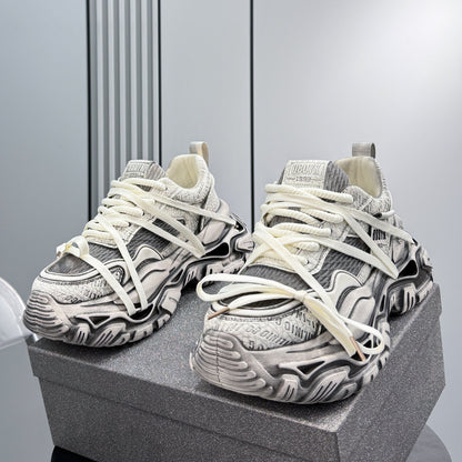Graffiti Print Panel Chunky Sole Sneakers WN24603