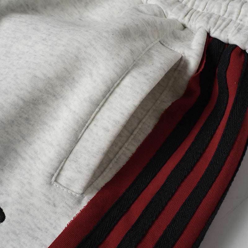 Stripe Embroidery Wide Leg Sweatpants WN28065