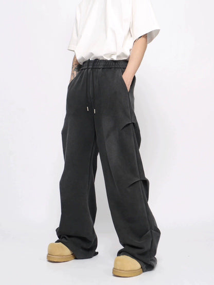 Washed Wrinkle Wide Leg Sweatpants WN10931