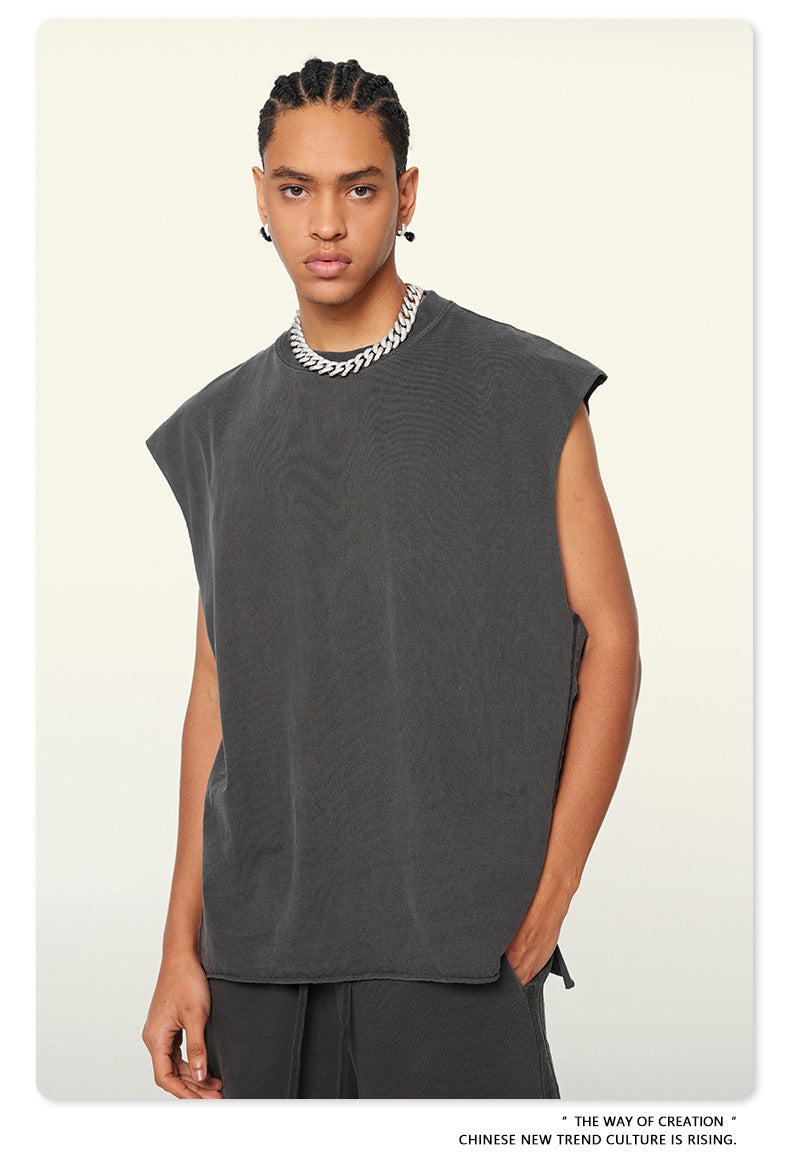 Washed Oversize Sleeveless T-Shirt WN6069