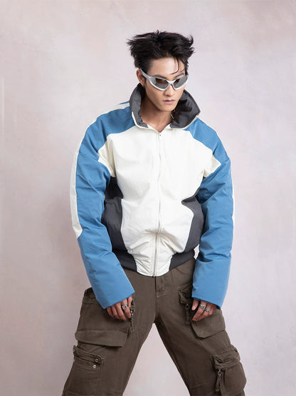 Color Block Stand Neck Thick Puffer Jacket WN9292