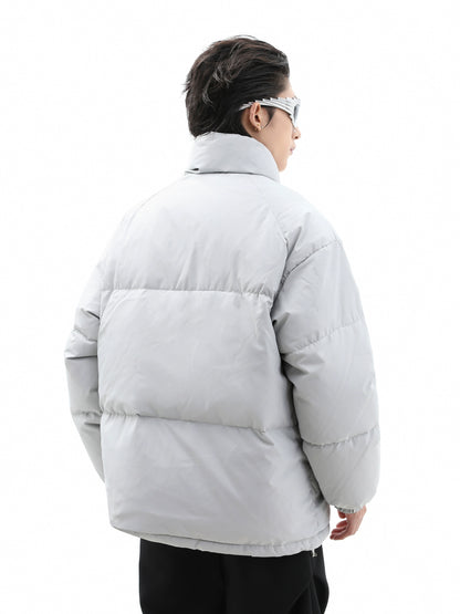 Oversize White Duck Down Standing-Collar Puffer Jacket WN10293