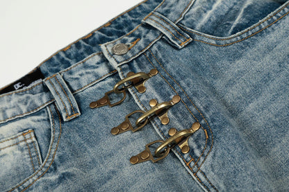 Washed Whisker Curved Denim Jeans WN25970