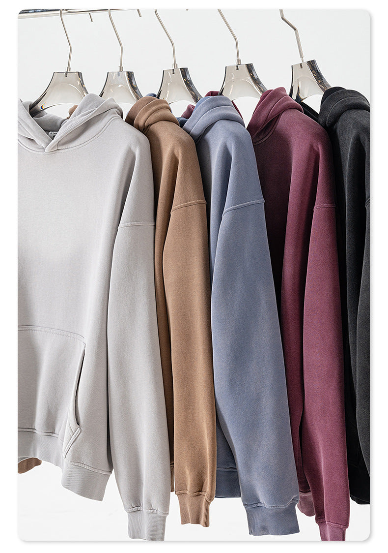 Oversize Fleece Lining Washed Pullover Hoodie WN9924