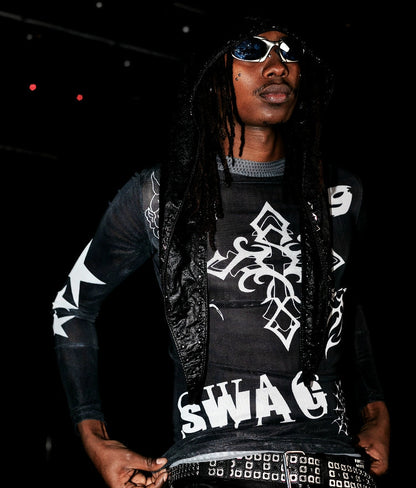 Double Layer Mesh Long Sleeve T-Shirt WN20963