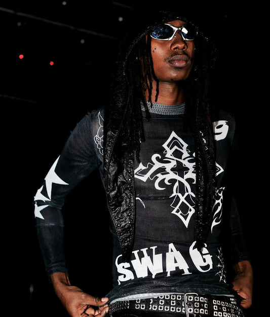 Double Layer Mesh Long Sleeve T-Shirt WN20963