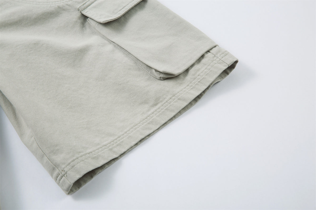 Multi-Pocket Wide Leg Cargo Half Pants WN26813