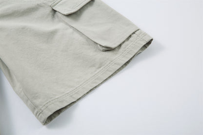 Multi-Pocket Wide Leg Cargo Half Pants WN26813