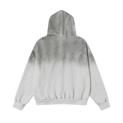 Gradient Washed Stain Dye Zipper Hoodie WN25616