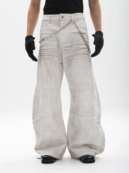 Deconstructed Wide Leg Denim Jeans WN18679