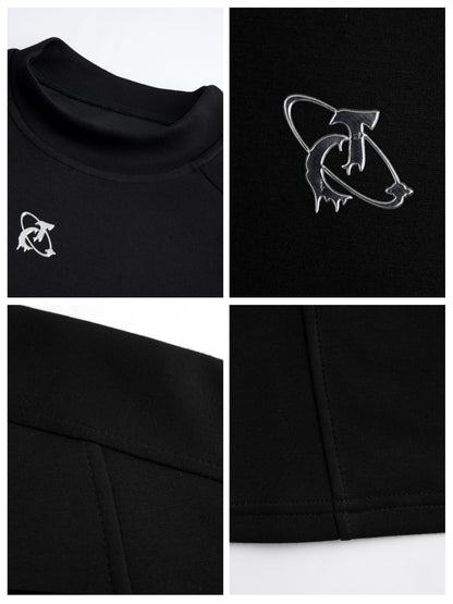 Semi-High-Neck Slim Long Sleeve T-Shirt WN23318