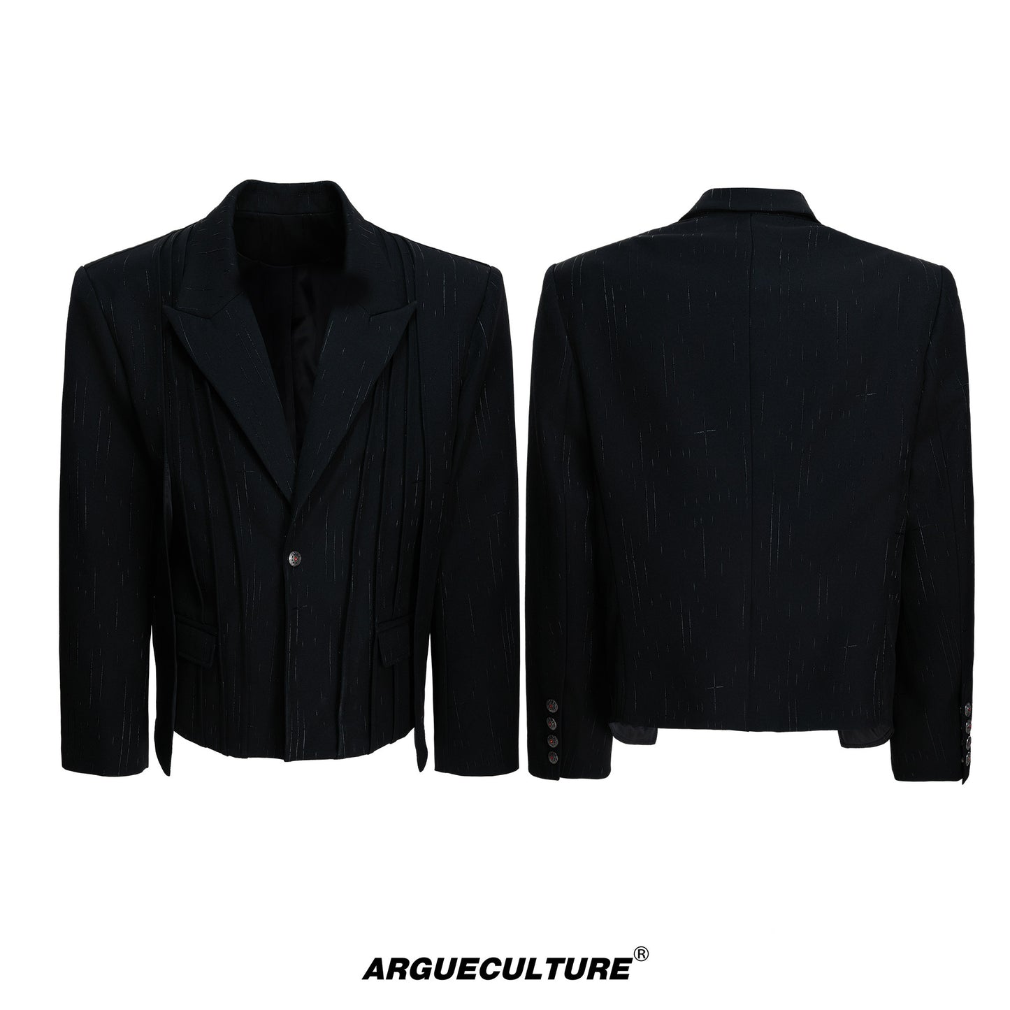 Waist-Cinched Shoulder-Pad Double-Breasted Tailored Jacket & Pleats Trousers Setup WN23310