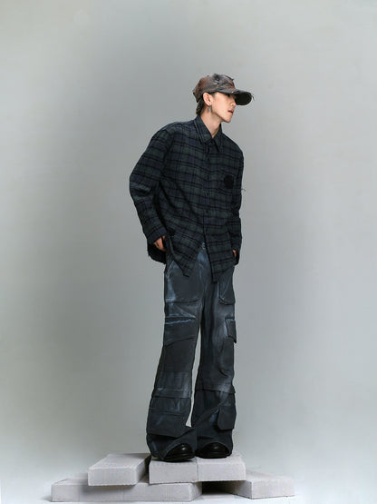 Oversize Plaid Long Sleeve Shirt WN8437