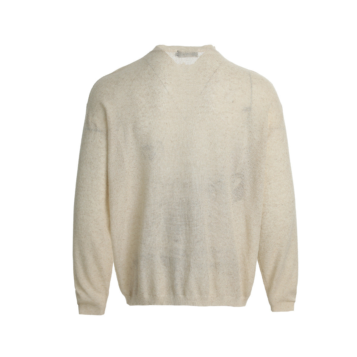 Openwork Linen Henley Neck Knit Sweater WN25712