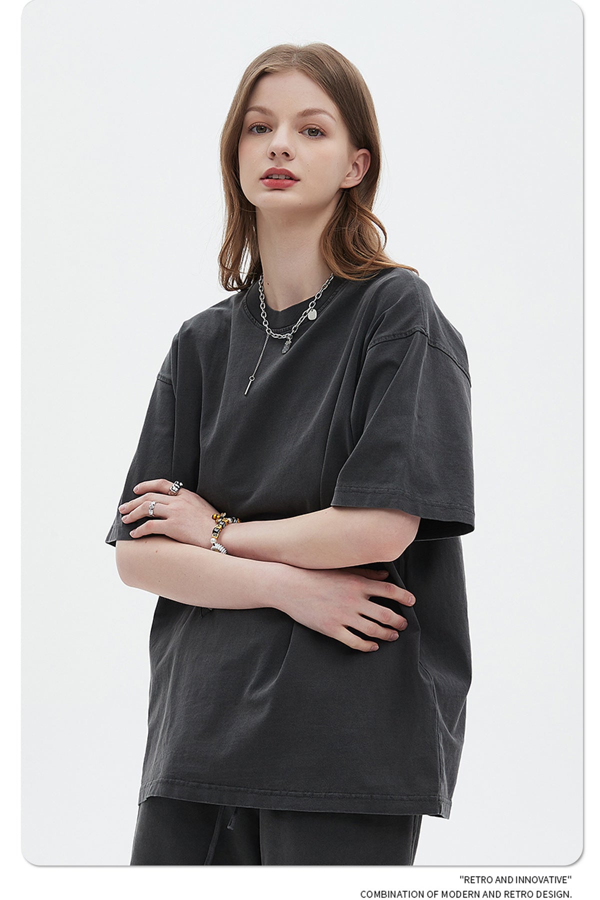 Oversize Washed Short-sleeve-T-shirt & Washed Short Sweatpants Setup WN6633