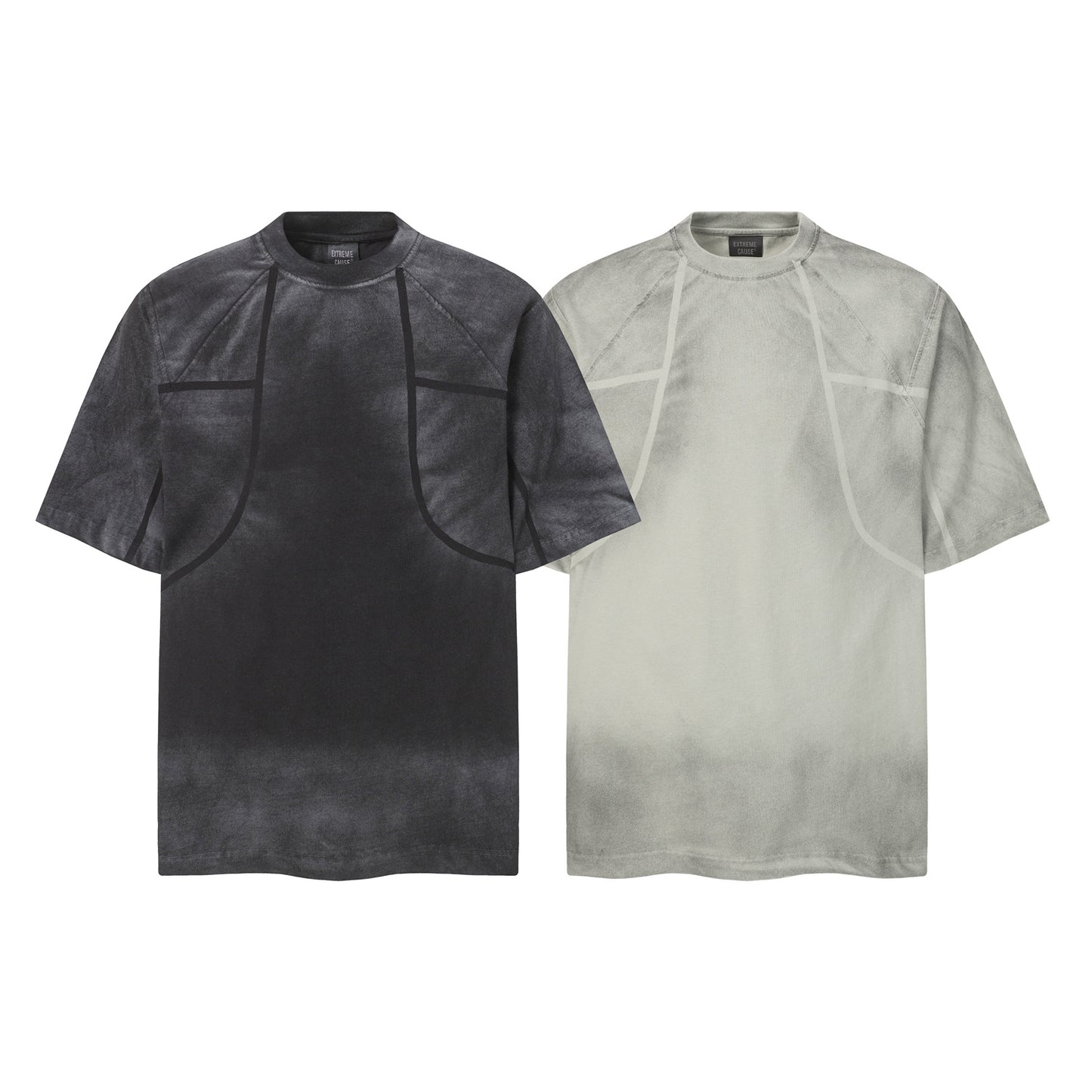 Washed Deconstructed Line Oversize Short Sleeve T-Shirt WN26901