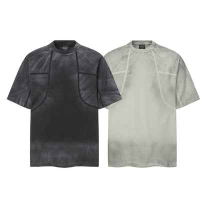Washed Deconstructed Line Oversize Short Sleeve T-Shirt WN26901
