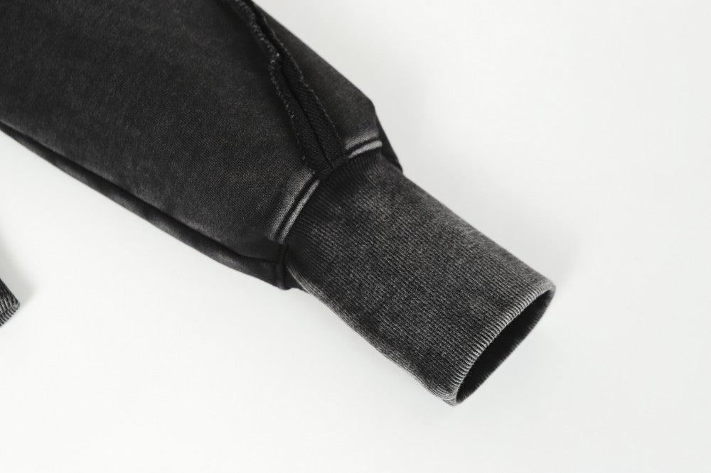 Diagonal Zipper Deconstructed Washed Oversize Hoodie WN27849