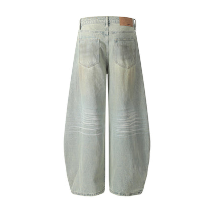 Washed Wide Leg Curved Denim Jeans WN23032