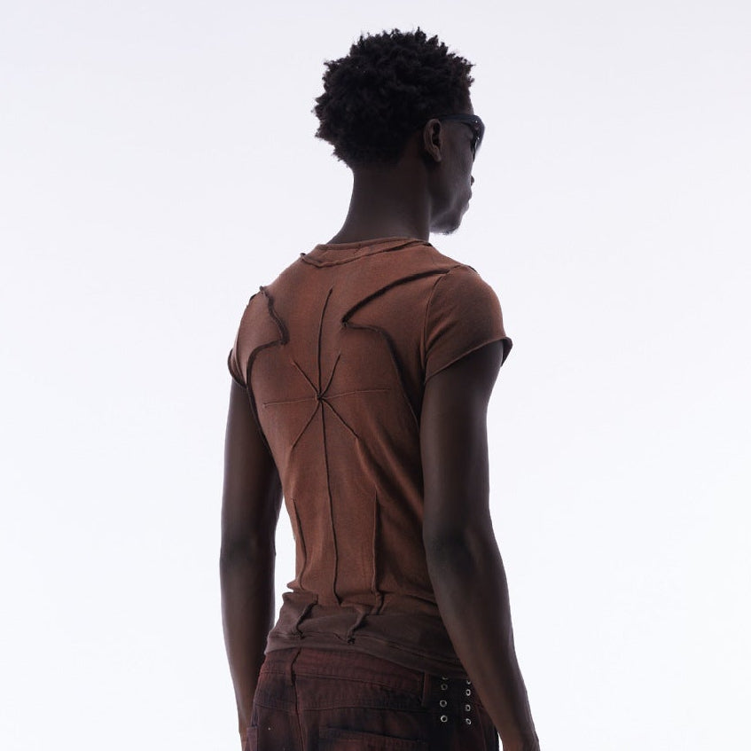 Washed Deconstruction Layered Short Sleeve T-Shirt WN25810