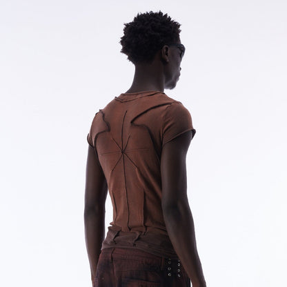 Washed Deconstruction Layered Short Sleeve T-Shirt WN25810