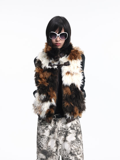 Reversible Cow Print Fake Fur Sleeveless Jacket WN27255