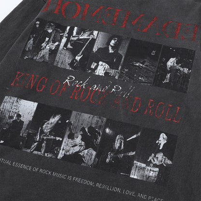 Washed Dirty Dye Graphic Print Long Sleeve T-Shirt WN25719