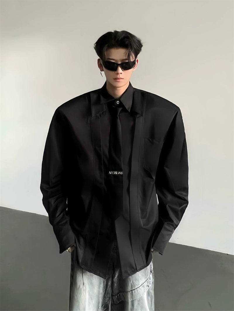 Solid Color Lapel Design Long Sleeve Shirt WN20051