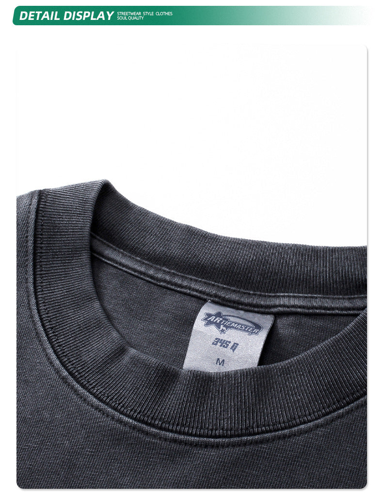 Washed Fake Layered Round Neck Long Sleeve T-Shirt WN7801