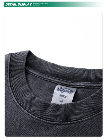 Washed Fake Layered Round Neck Long Sleeve T-Shirt WN7801