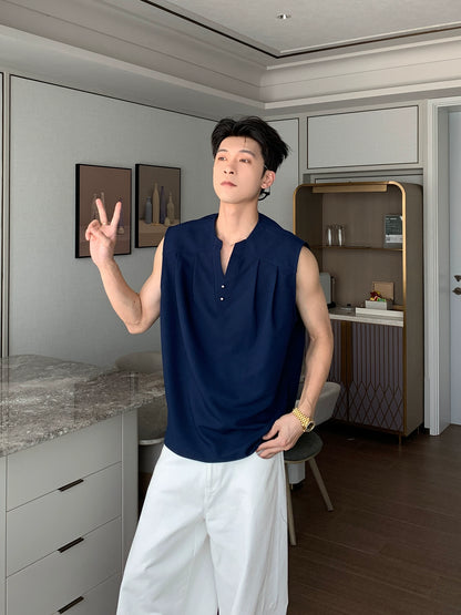 Wrinkle-Free Quick-Dry V-Neck Sleeveless T-Shirt WN20472