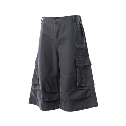 Washed Multi Pocket Cargo Half Pants WN25734