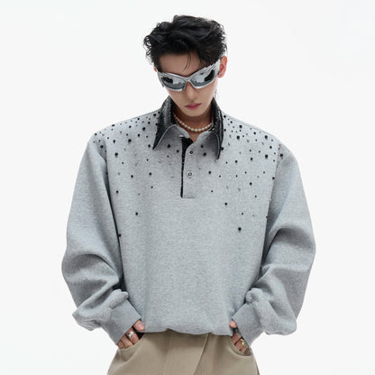 Pearl Sequin Long Sleeve Polo Shirt WN21217